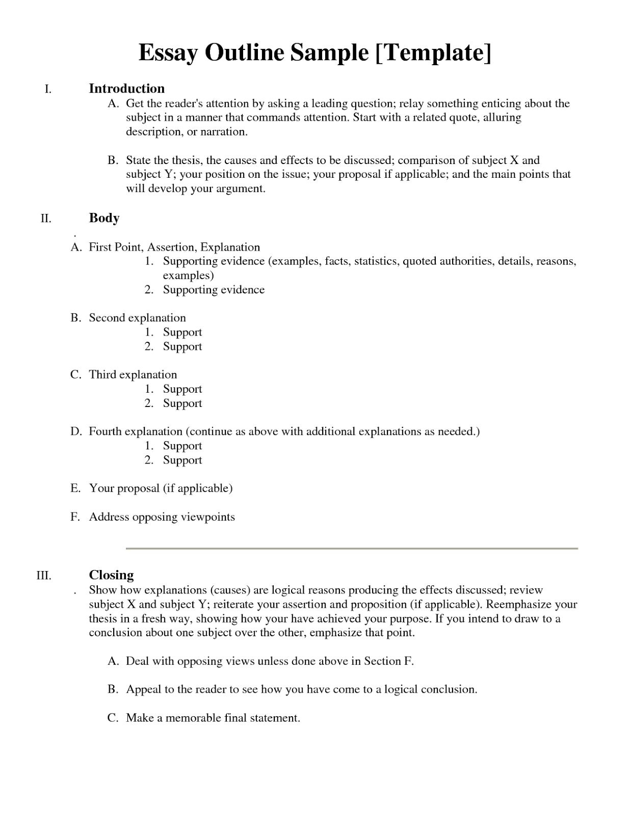 University essay structure template